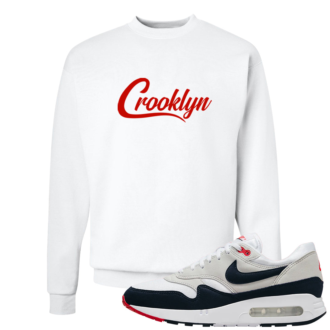 Obsidian 1s Crewneck Sweatshirt | Crooklyn, White