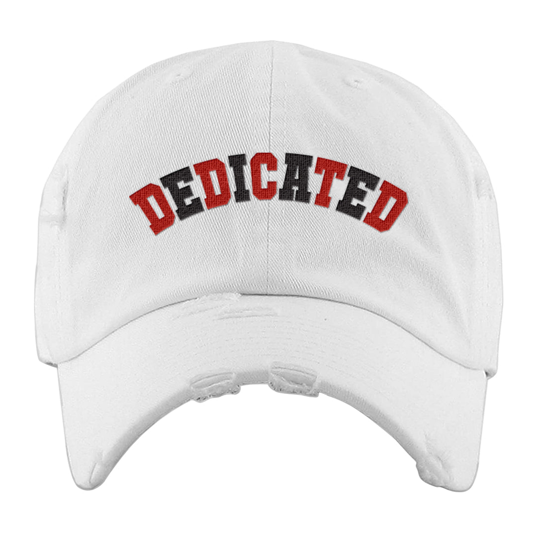 Obsidian 1s Distressed Dad Hat | Dedicated, White