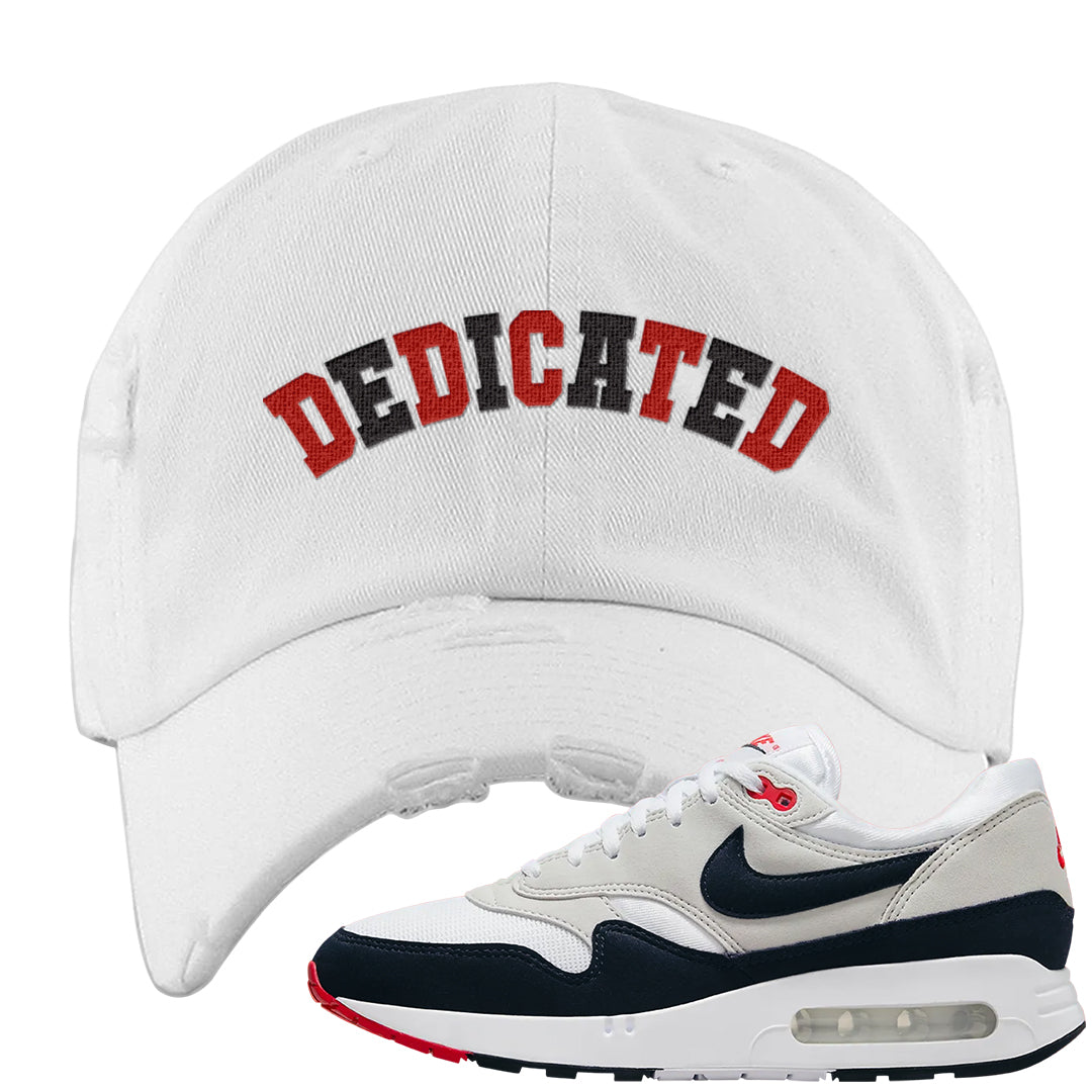 Obsidian 1s Distressed Dad Hat | Dedicated, White