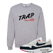 Obsidian 1s Crewneck Sweatshirt | Trap To Rise Above Poverty, Ash