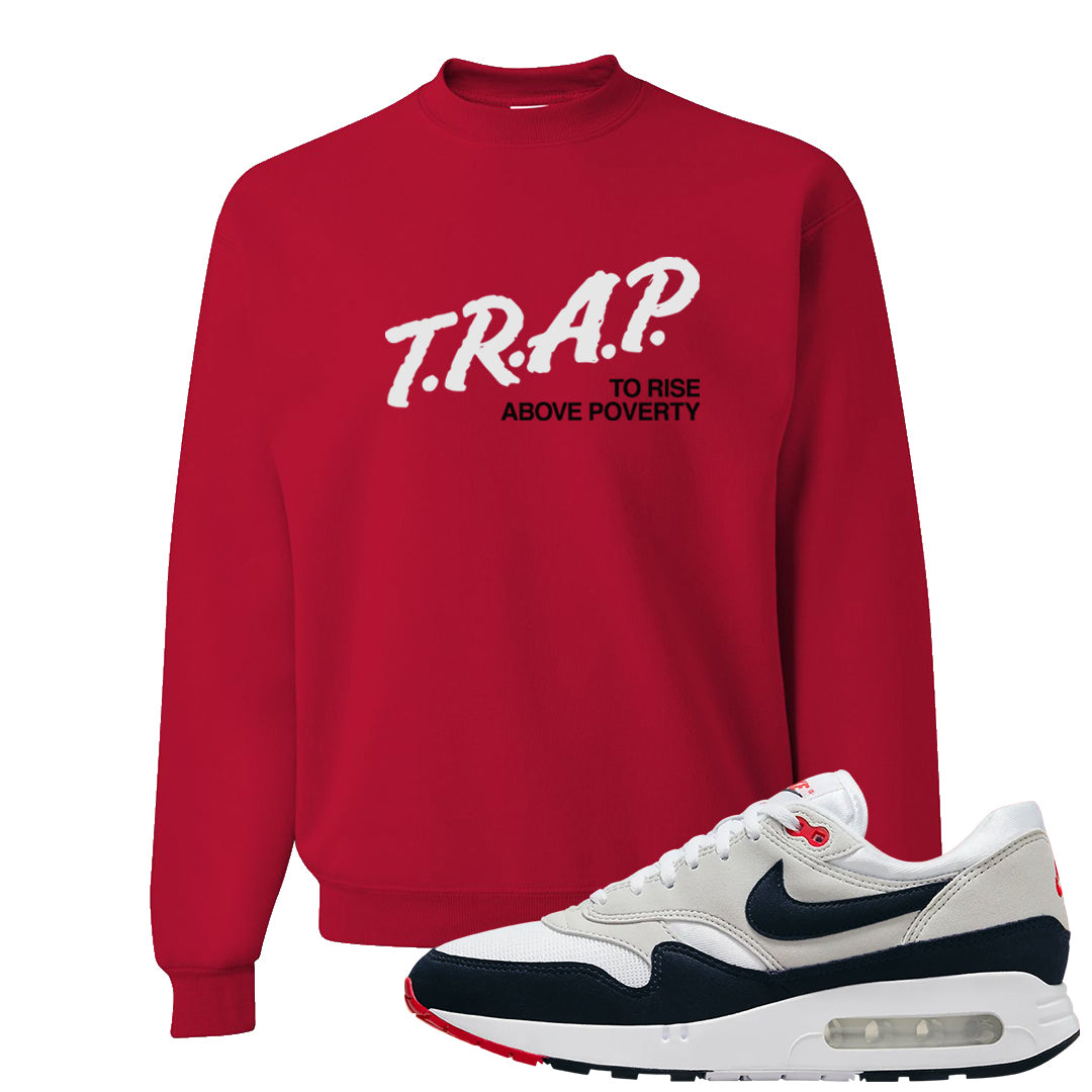 Obsidian 1s Crewneck Sweatshirt | Trap To Rise Above Poverty, Red
