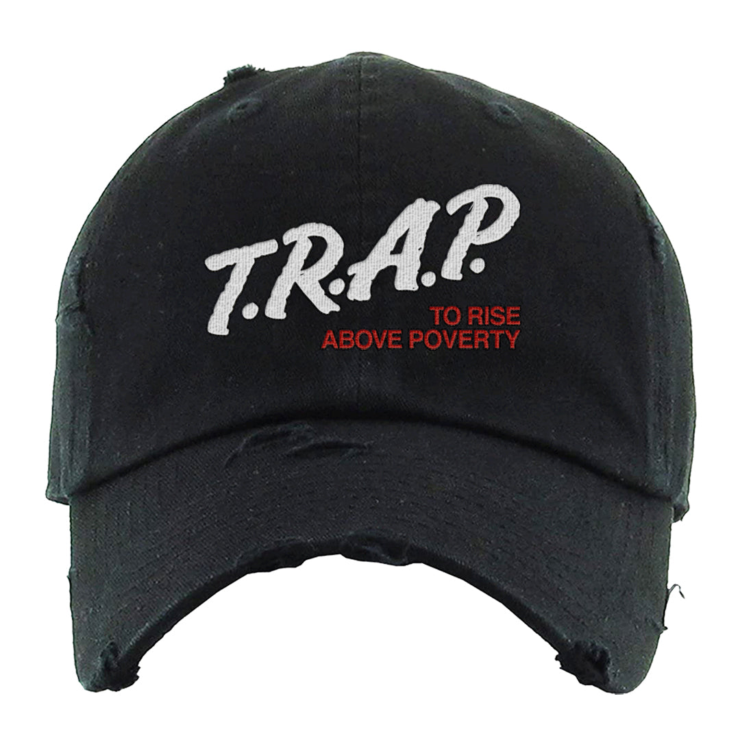 Obsidian 1s Distressed Dad Hat | Trap To Rise Above Poverty, Black