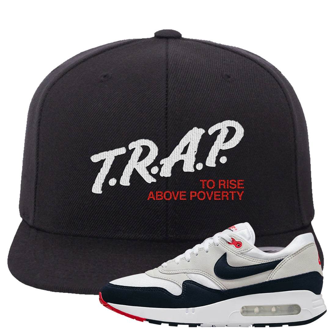 Obsidian 1s Snapback Hat | Trap To Rise Above Poverty, Black