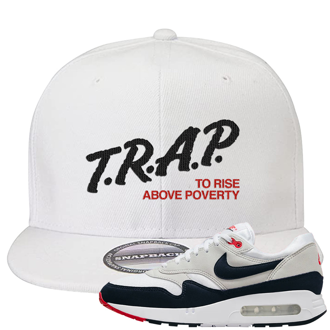 Obsidian 1s Snapback Hat | Trap To Rise Above Poverty, White