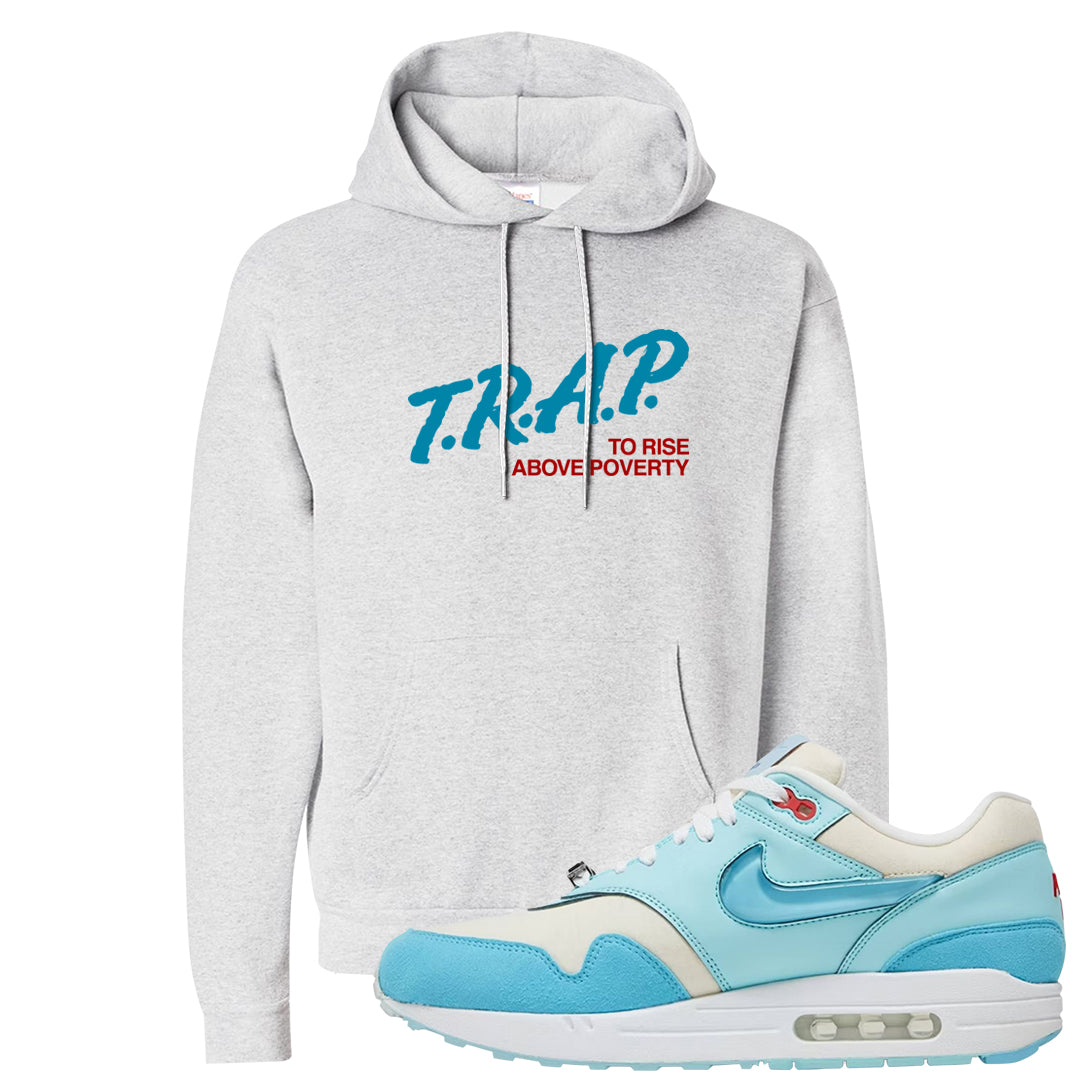 Puerto Rico Blue Gale 1s Hoodie | Trap To Rise Above Poverty, Ash