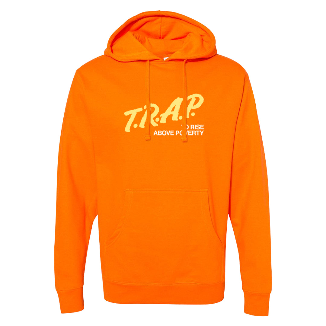 Puerto Rico Orange Frost 1s Hoodie | Trap To Rise Above Poverty, Safety Orange
