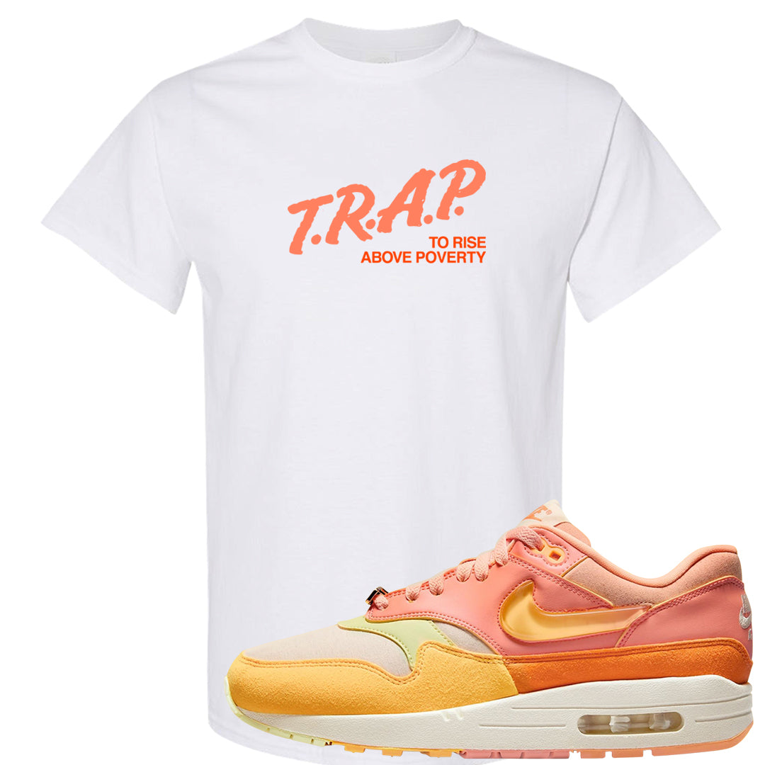 Puerto Rico Orange Frost 1s T Shirt | Trap To Rise Above Poverty, White