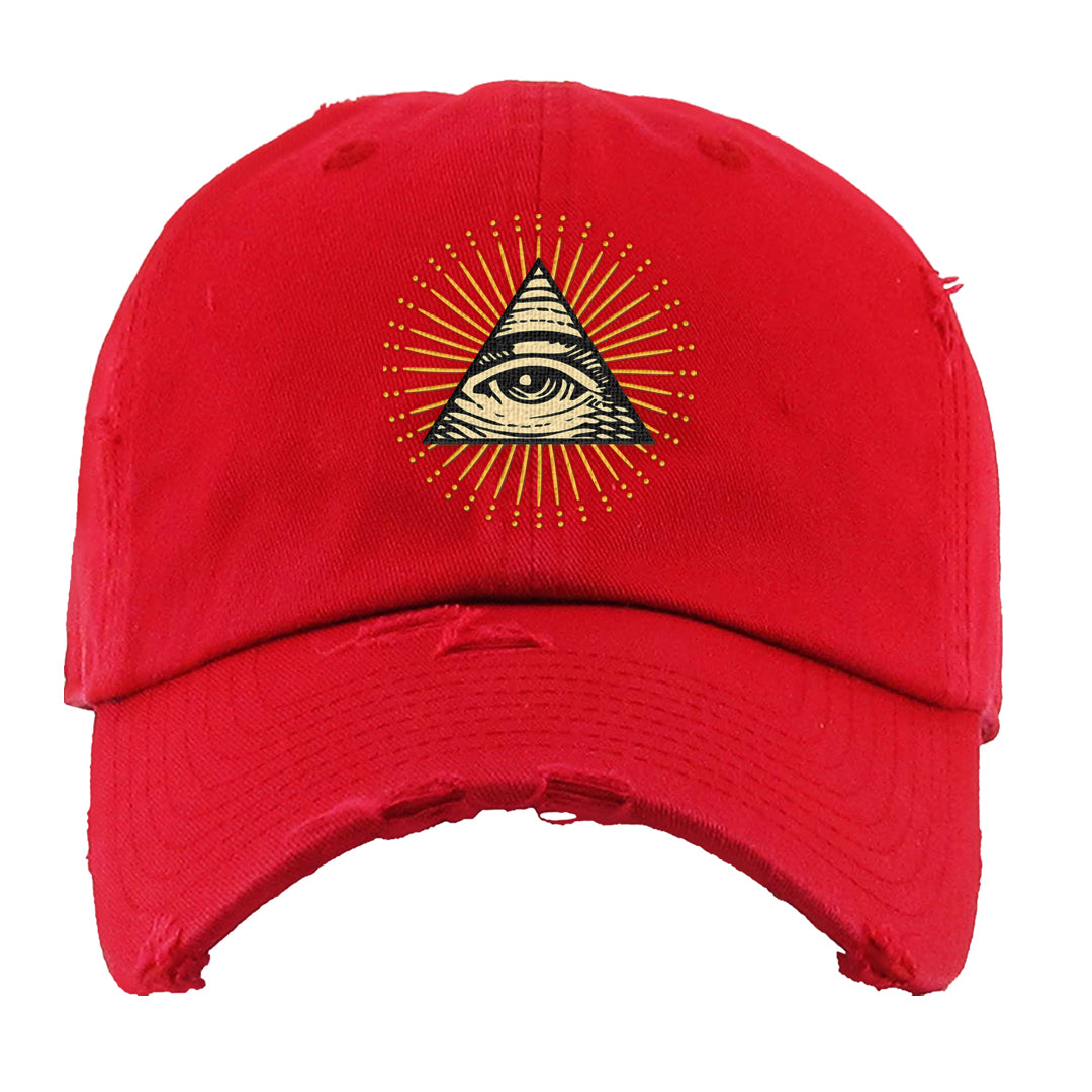 Sofvi 1s Distressed Dad Hat | All Seeing Eye, Red