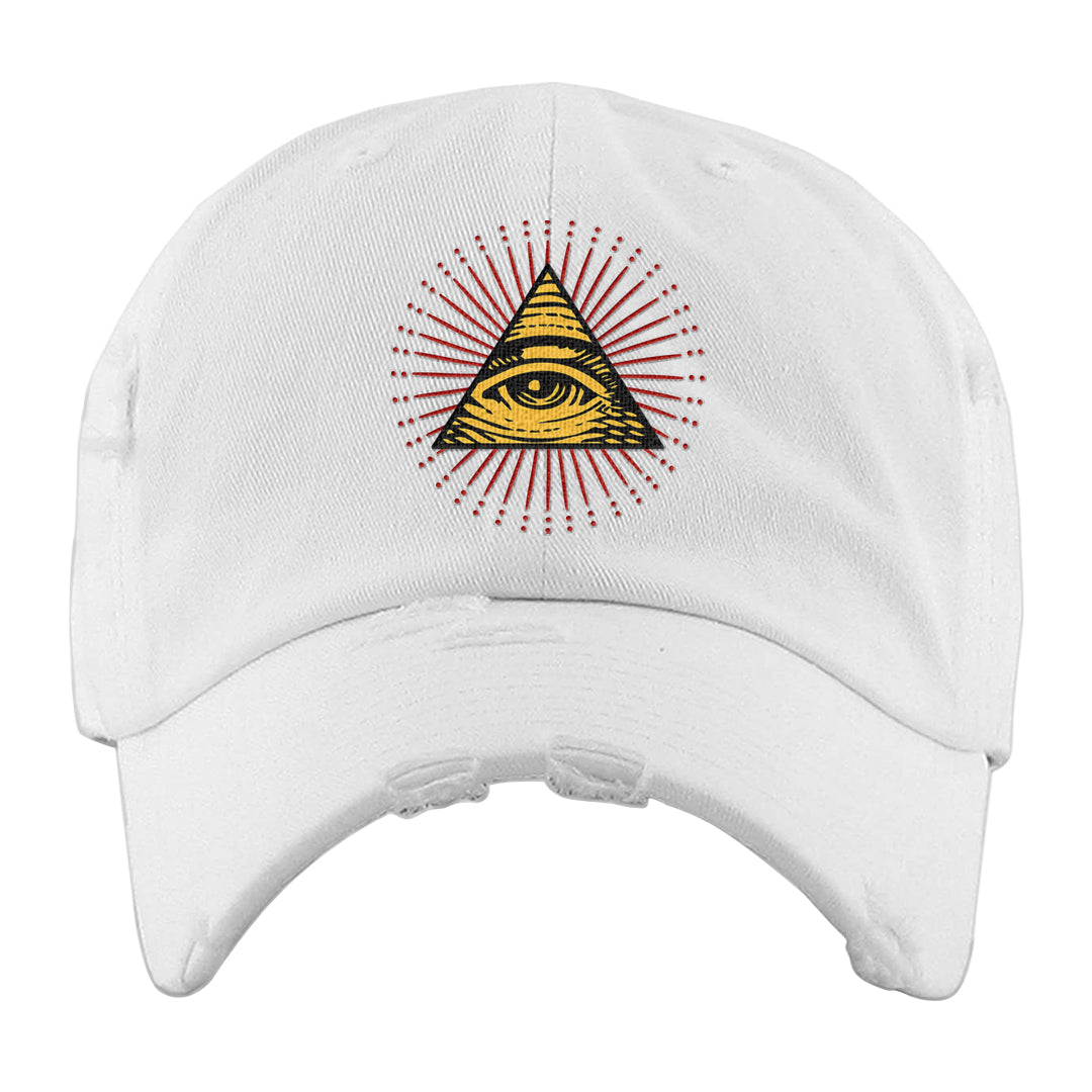 Sofvi 1s Distressed Dad Hat | All Seeing Eye, White