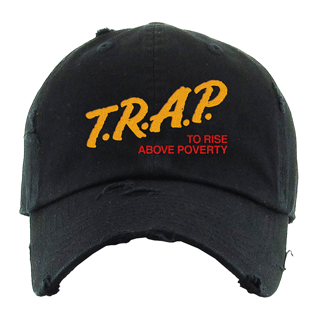 Sofvi 1s Distressed Dad Hat | Trap To Rise Above Poverty, Black