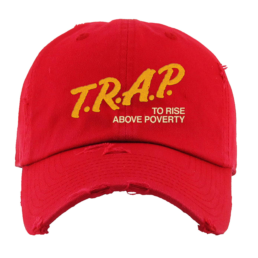 Sofvi 1s Distressed Dad Hat | Trap To Rise Above Poverty, Red