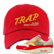 Sofvi 1s Distressed Dad Hat | Trap To Rise Above Poverty, Red