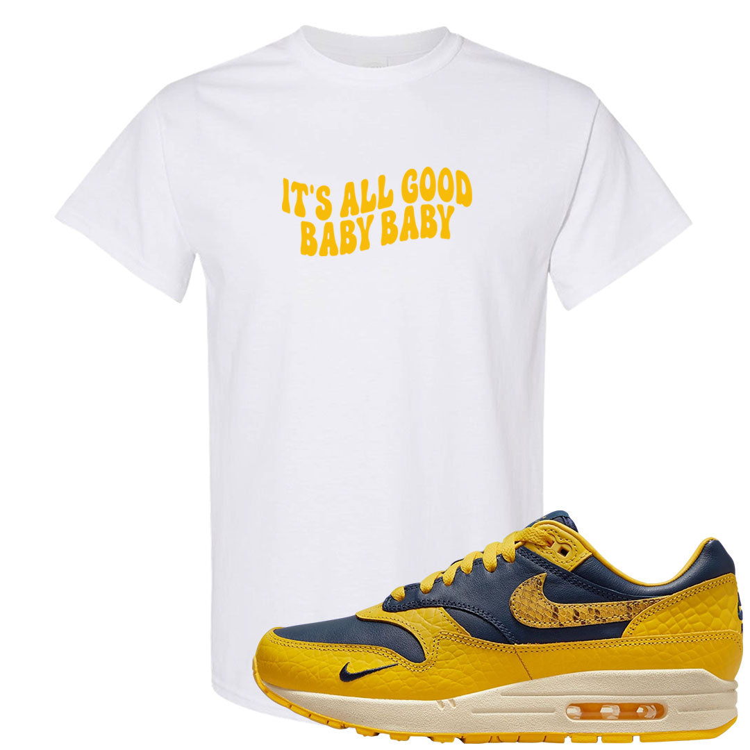 Tokyo Yellow Snakeskin 1s T Shirt | All Good Baby, White