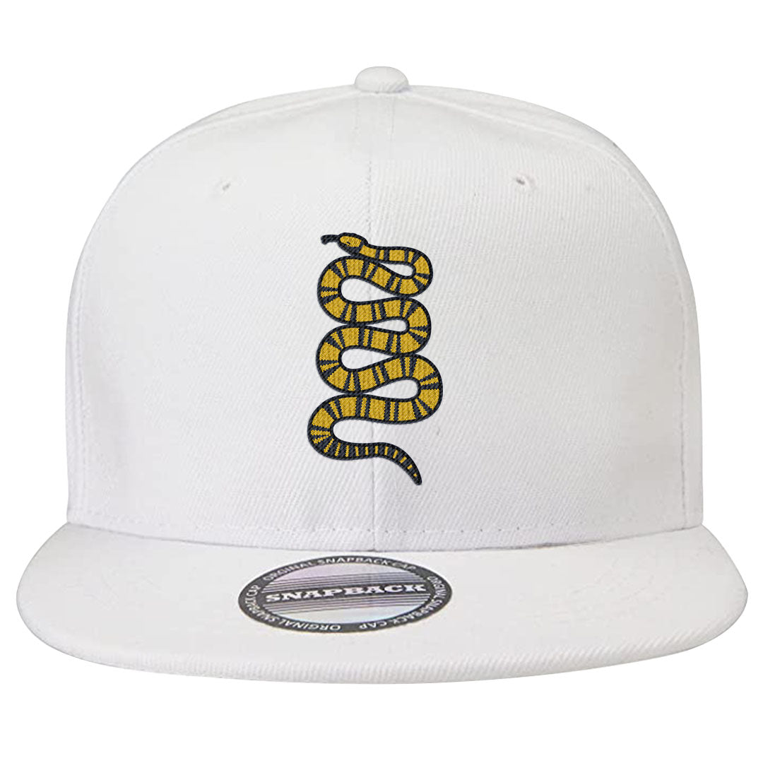 Tokyo Yellow Snakeskin 1s Snapback Hat | Coiled Snake, White