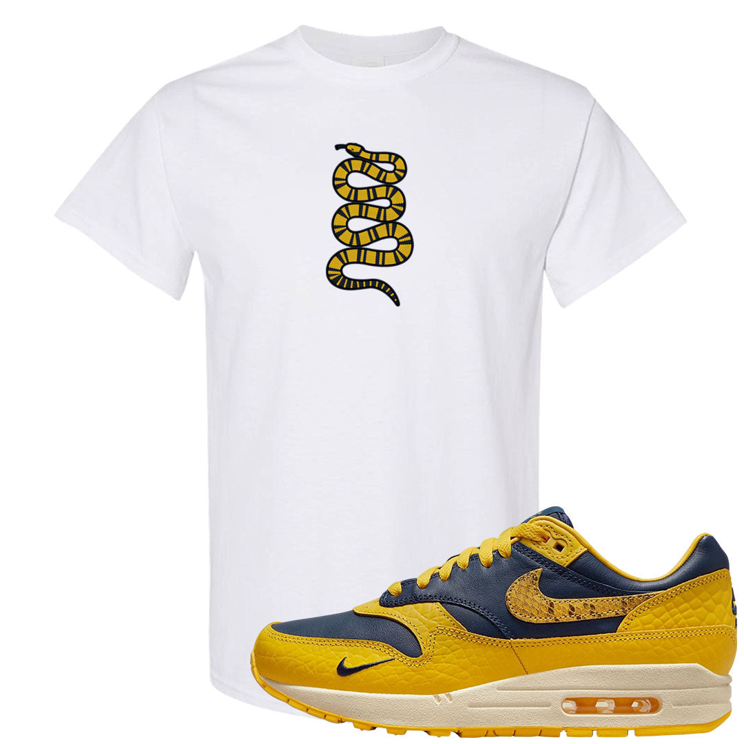 Tokyo Yellow Snakeskin 1s T Shirt | Coiled Snake, White