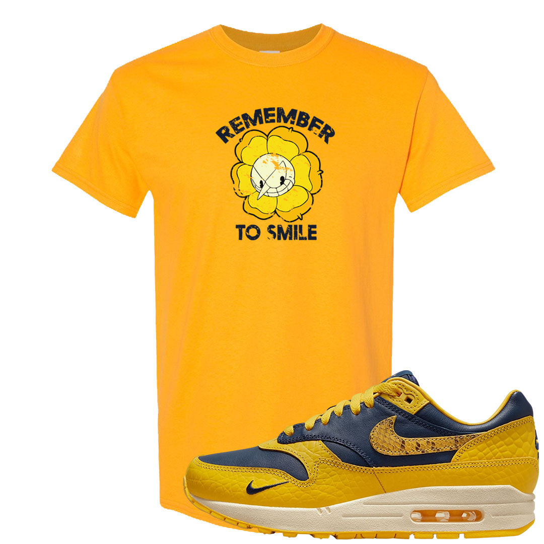 Tokyo Yellow Snakeskin 1s T Shirt | Remember To Smile, Gold