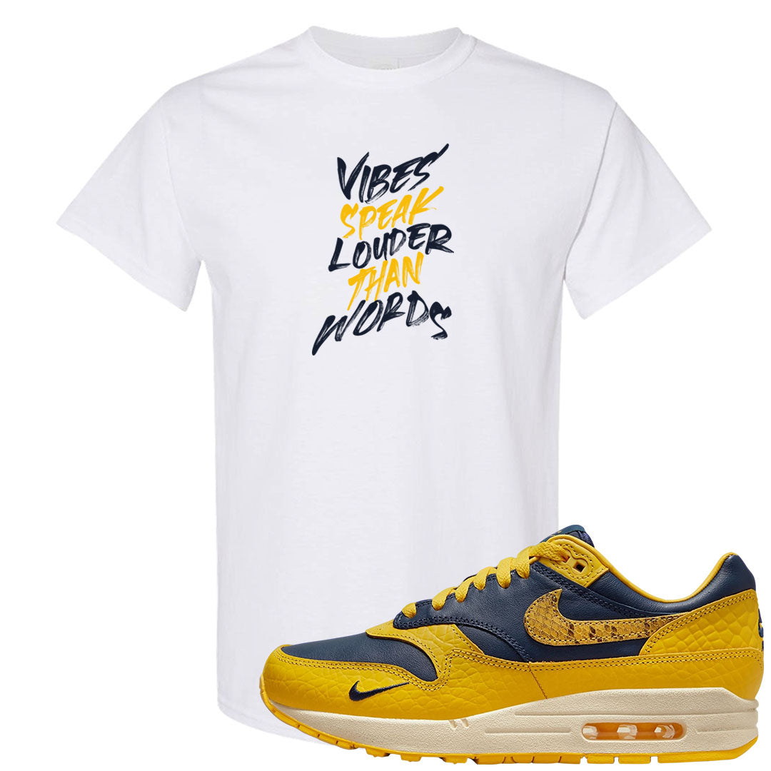 Tokyo Yellow Snakeskin 1s T Shirt | Vibes Speak Louder Than Words, White