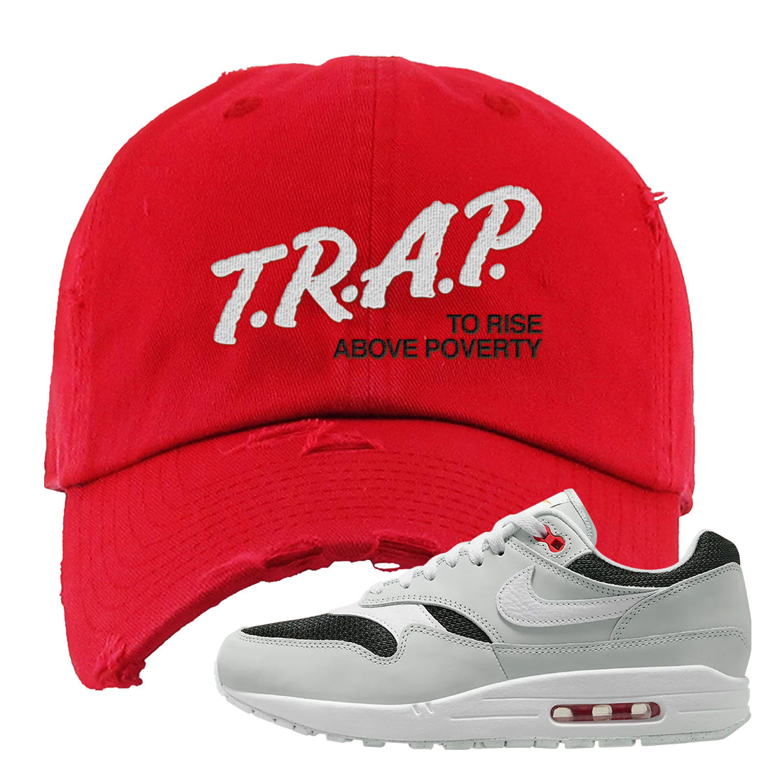 Urawa 1s Distressed Dad Hat | Trap To Rise Above Poverty, Red