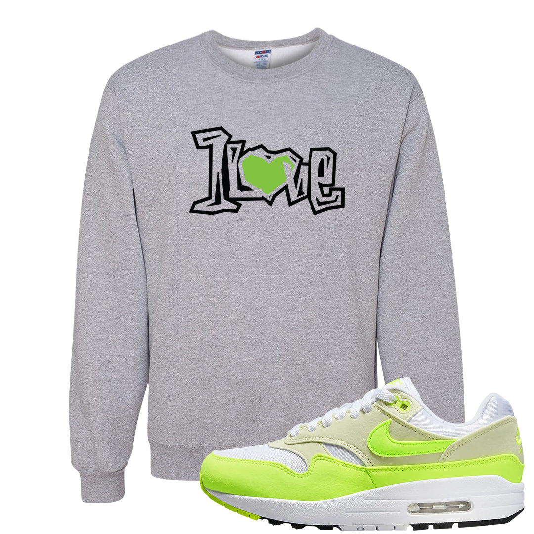 Volt Suede 1s Crewneck Sweatshirt | 1 Love, Ash