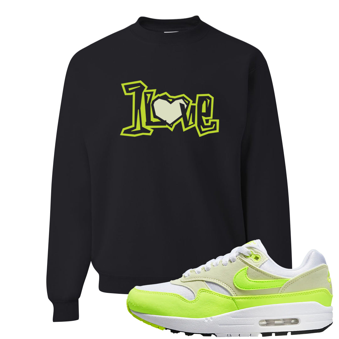 Volt Suede 1s Crewneck Sweatshirt | 1 Love, Black