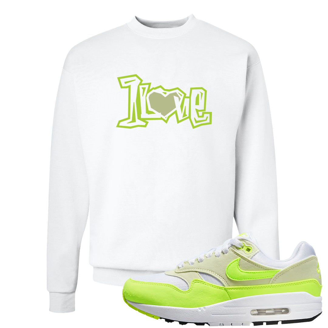 Volt Suede 1s Crewneck Sweatshirt | 1 Love, White