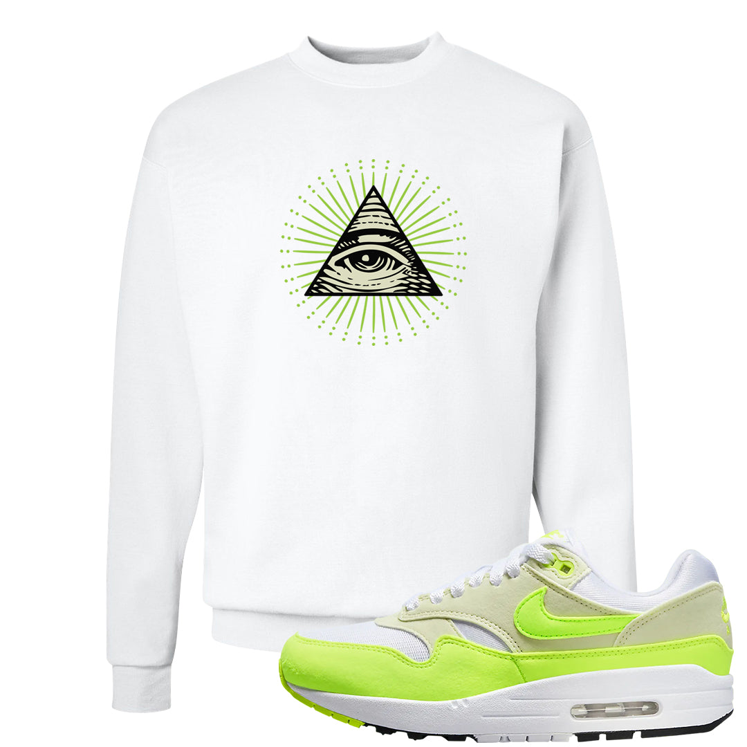 Volt Suede 1s Crewneck Sweatshirt | All Seeing Eye, White