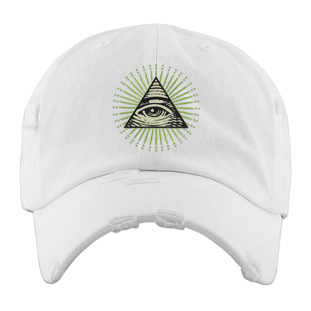 Volt Suede 1s Distressed Dad Hat | All Seeing Eye, White