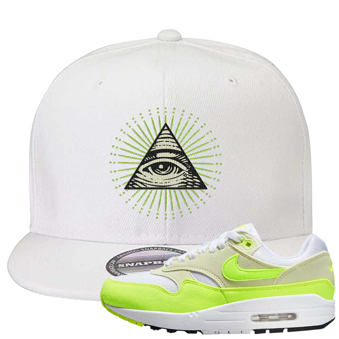 Volt Suede 1s Snapback Hat | All Seeing Eye, White