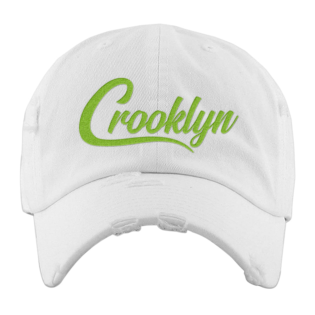 Volt Suede 1s Distressed Dad Hat | Crooklyn, White