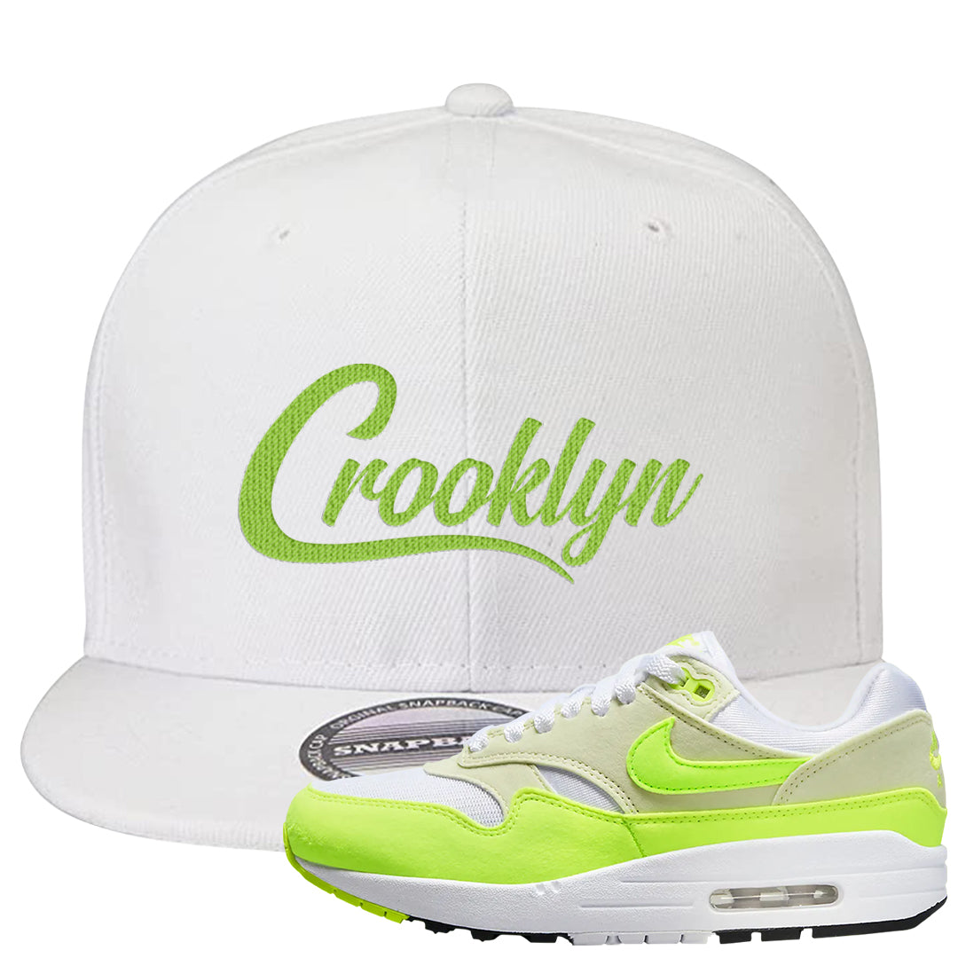 Volt Suede 1s Snapback Hat | Crooklyn, White