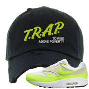 Volt Suede 1s Distressed Dad Hat | Trap To Rise Above Poverty, Black