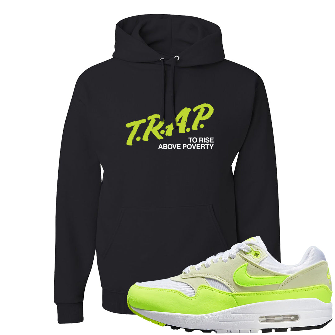 Volt Suede 1s Hoodie | Trap To Rise Above Poverty, Black