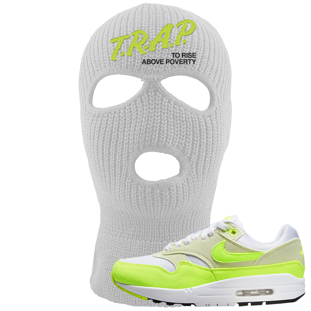 Volt Suede 1s Ski Mask | Trap To Rise Above Poverty, White