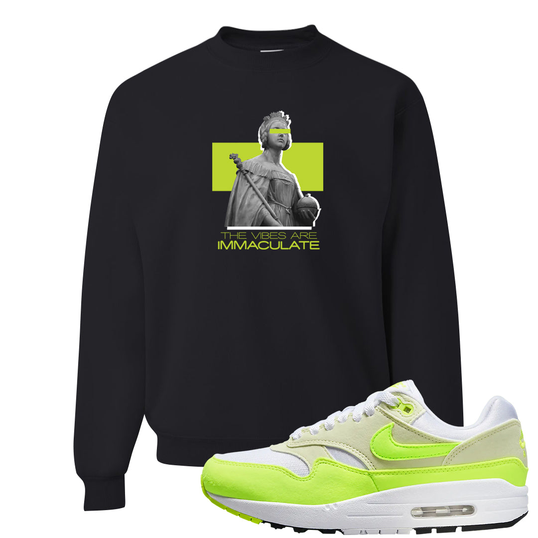 Volt Suede 1s Crewneck Sweatshirt | The Vibes Are Immaculate, Black