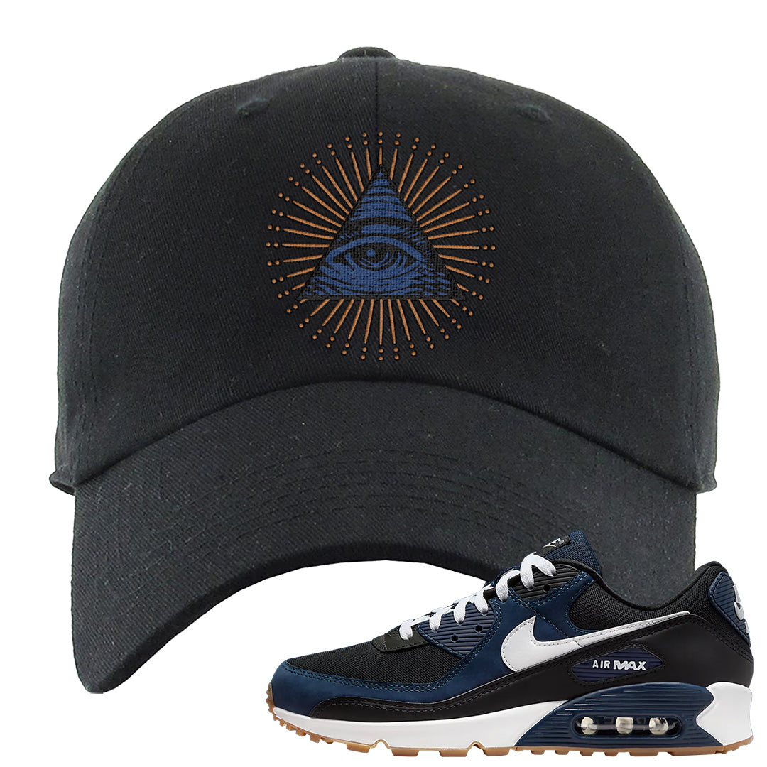 Midnight Navy 90s Dad Hat | All Seeing Eye, Black