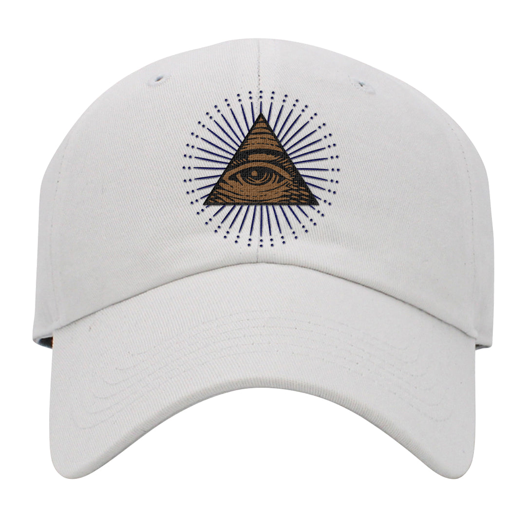 Midnight Navy 90s Dad Hat | All Seeing Eye, White