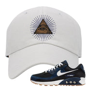 Midnight Navy 90s Dad Hat | All Seeing Eye, White