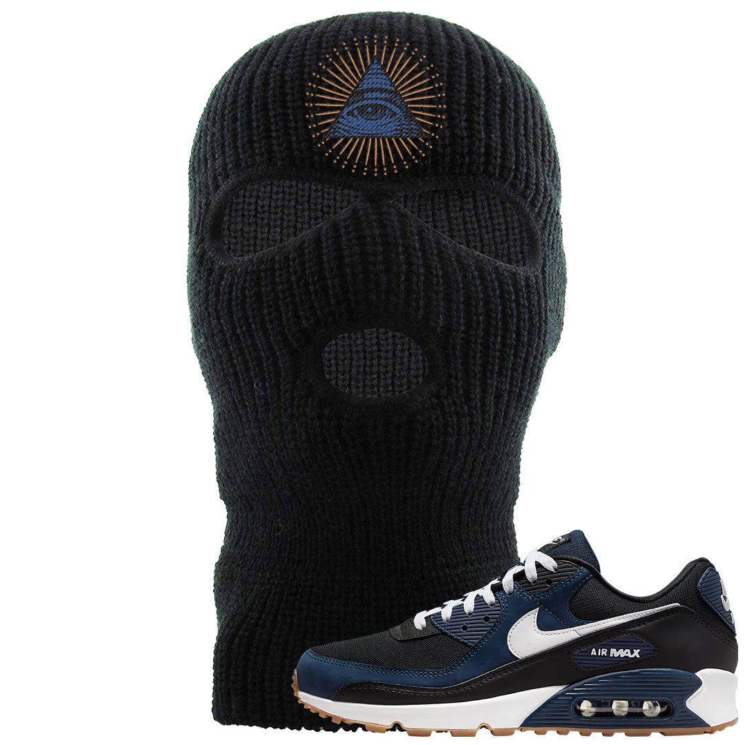 Midnight Navy 90s Ski Mask | All Seeing Eye, Black