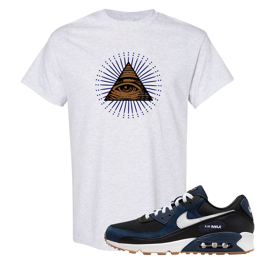 Midnight Navy 90s T Shirt | All Seeing Eye, Ash