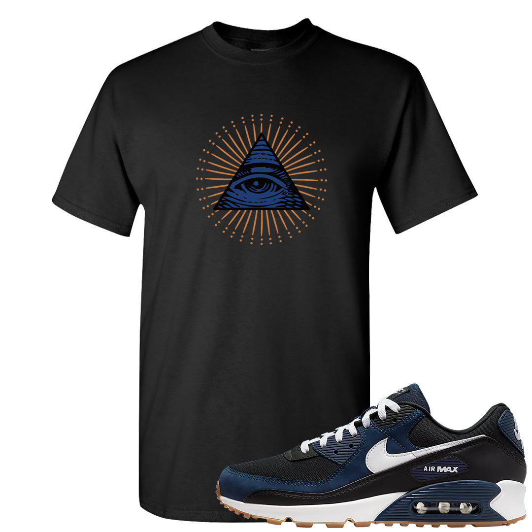 Midnight Navy 90s T Shirt | All Seeing Eye, Black