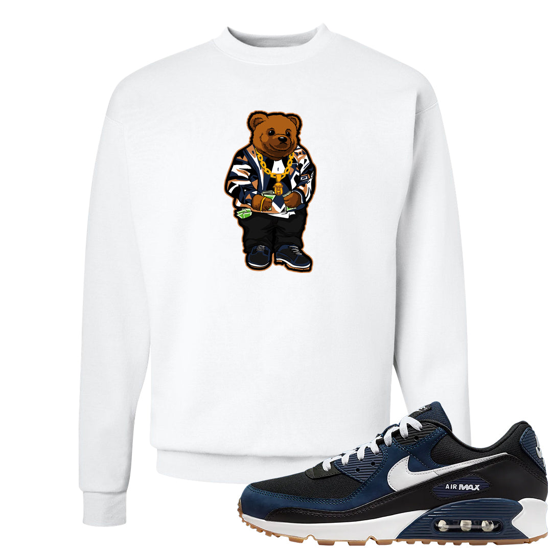 Midnight Navy 90s Crewneck Sweatshirt | Sweater Bear, White