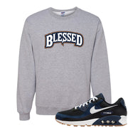 Midnight Navy 90s Crewneck Sweatshirt | Blessed Arch, Ash