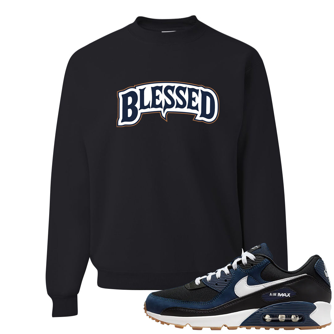 Midnight Navy 90s Crewneck Sweatshirt | Blessed Arch, Black