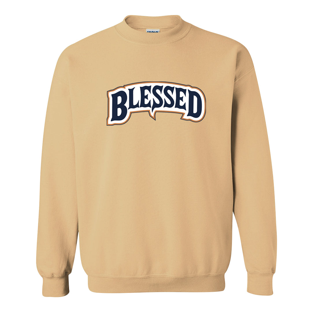 Midnight Navy 90s Crewneck Sweatshirt | Blessed Arch, Old Gold