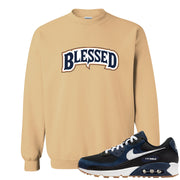 Midnight Navy 90s Crewneck Sweatshirt | Blessed Arch, Old Gold