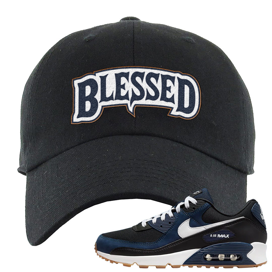 Midnight Navy 90s Dad Hat | Blessed Arch, Black