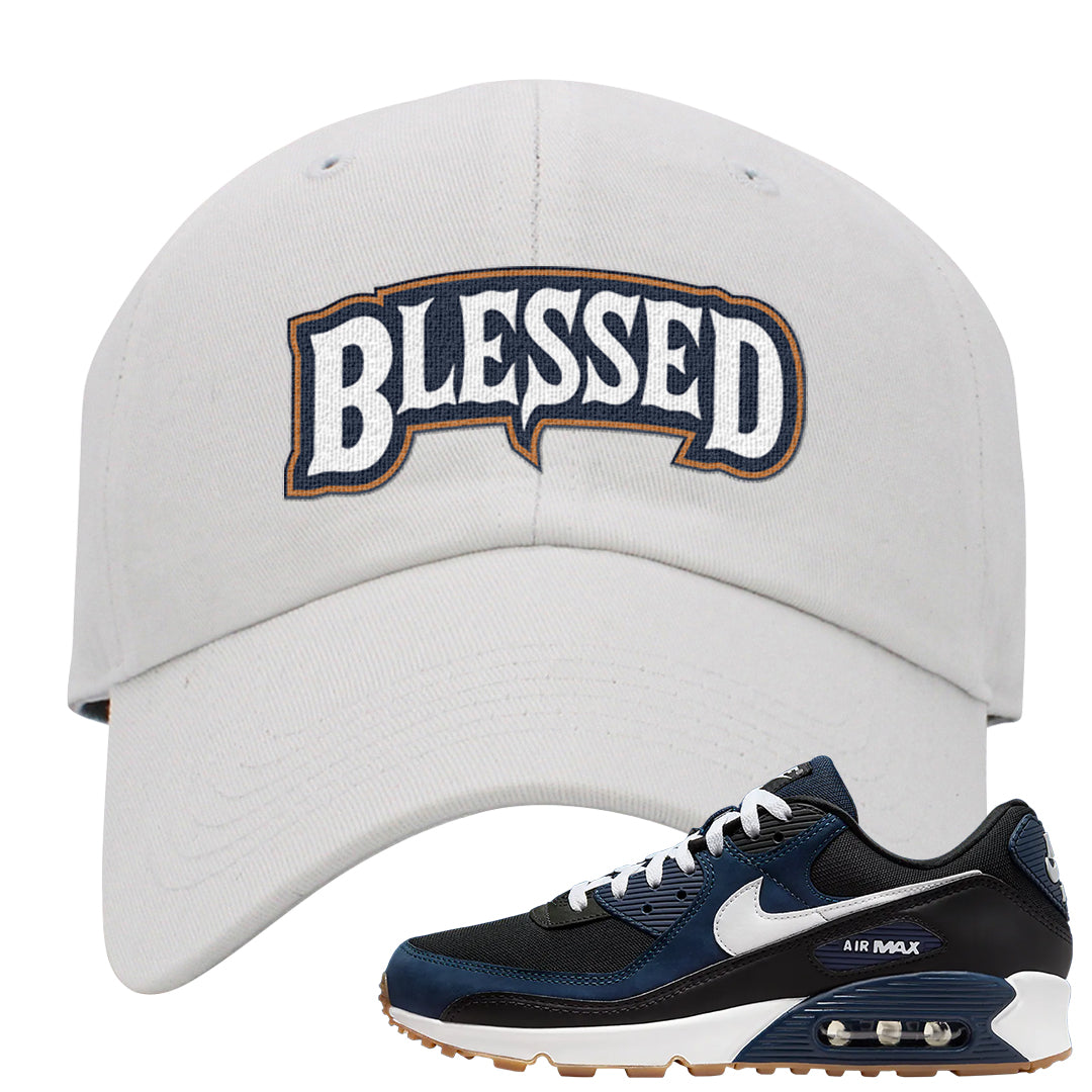 Midnight Navy 90s Dad Hat | Blessed Arch, White