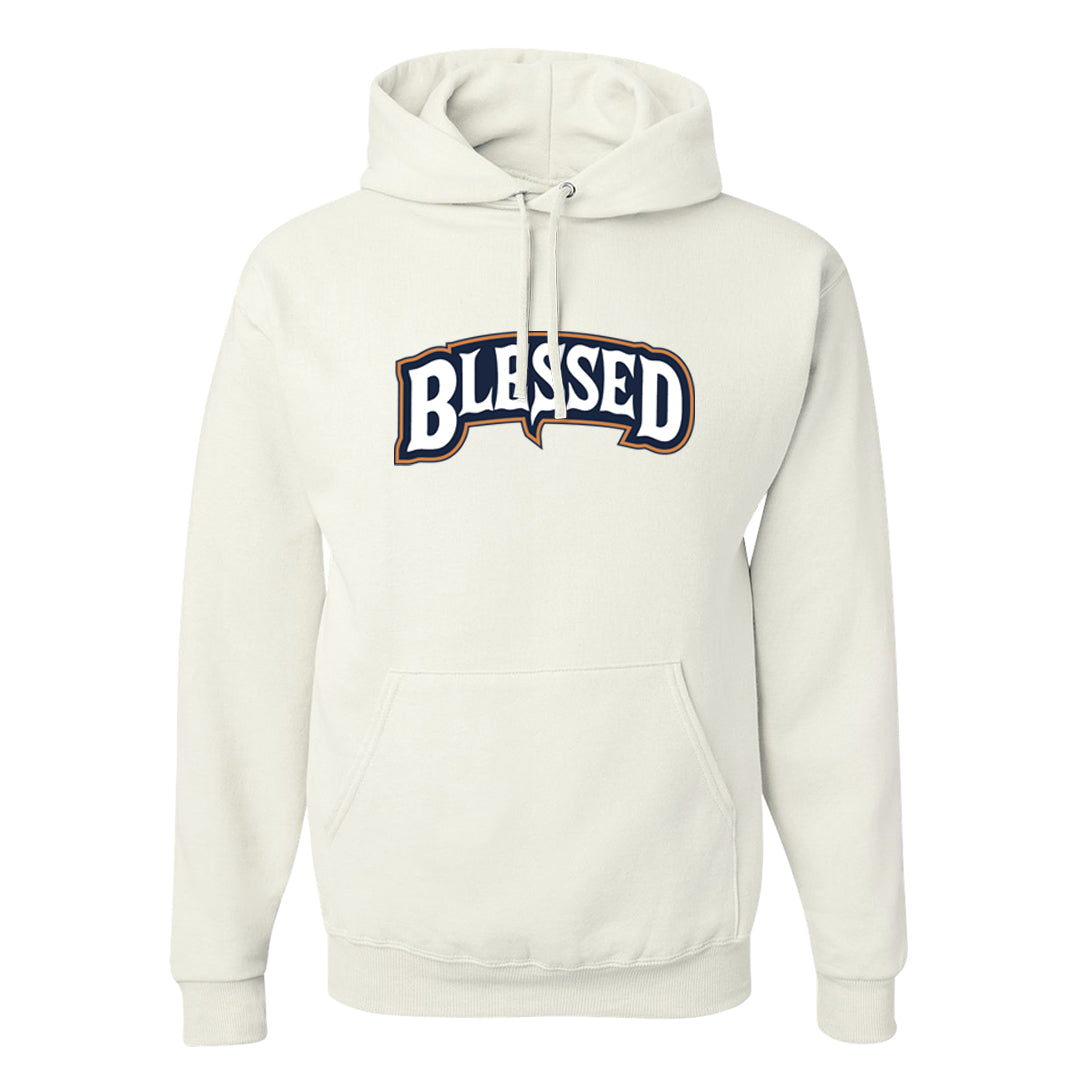 Midnight Navy 90s Hoodie | Blessed Arch, White