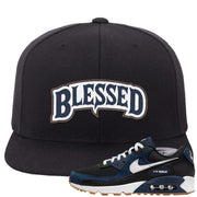 Midnight Navy 90s Snapback Hat | Blessed Arch, Black