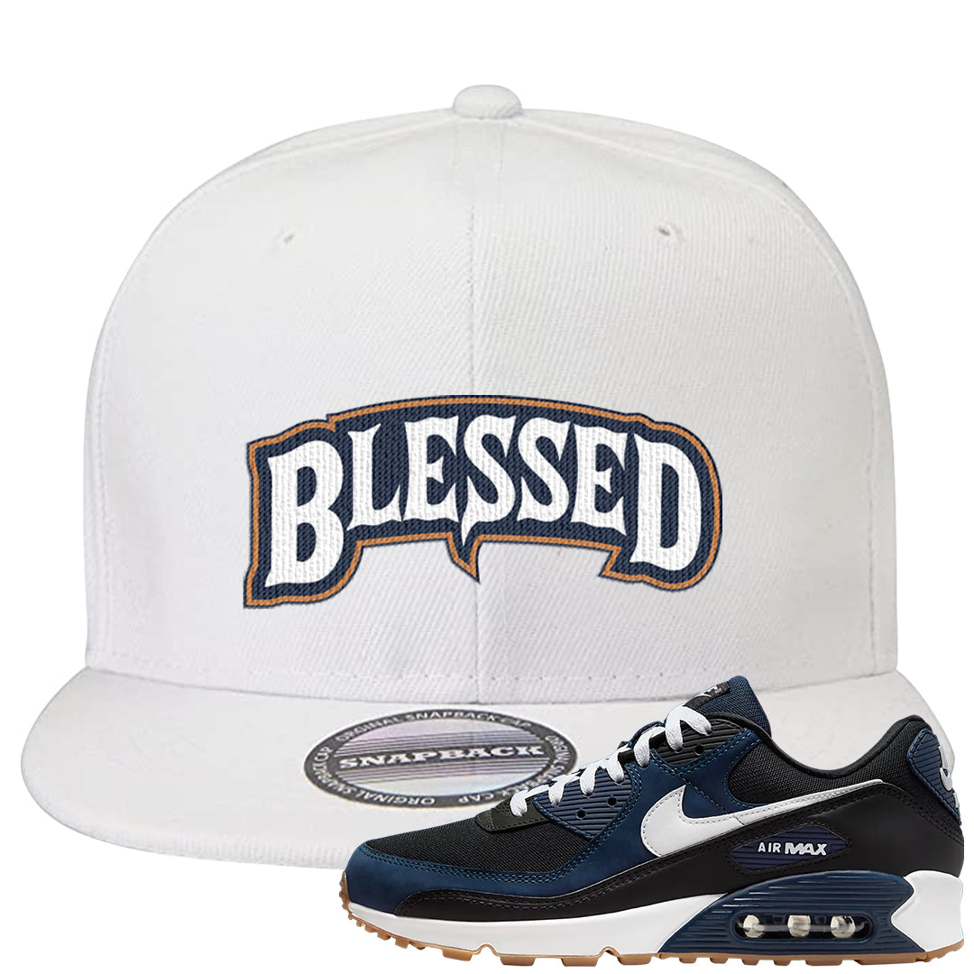 Midnight Navy 90s Snapback Hat | Blessed Arch, White